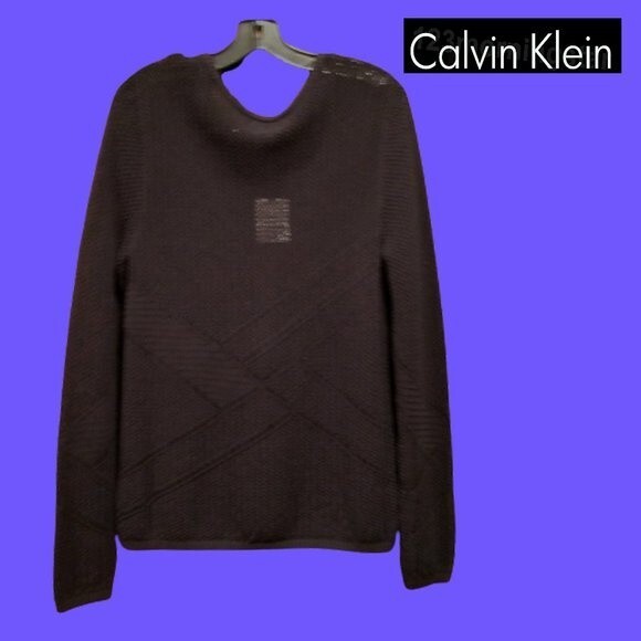 Calvin Klein NEW Bohemian Geometric Crochet-Mesh Semi-Sheer Sweater Top M - Picture 9 of 12